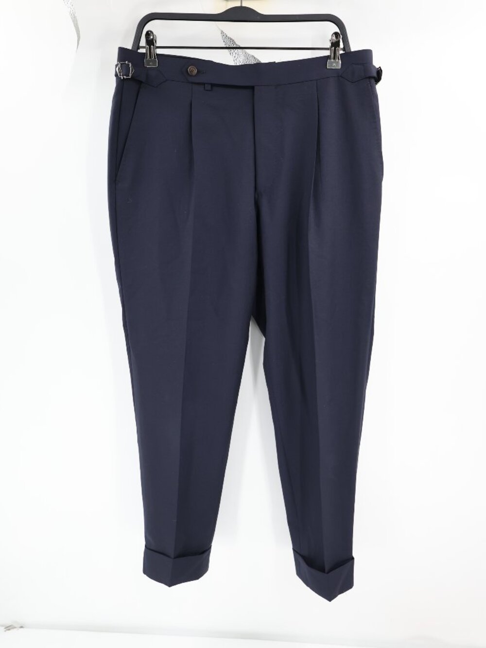 SuitSupply Dress Pants Mens 34 Vigo ZC Wool Mohair Pleated Cuffed side tab Blue